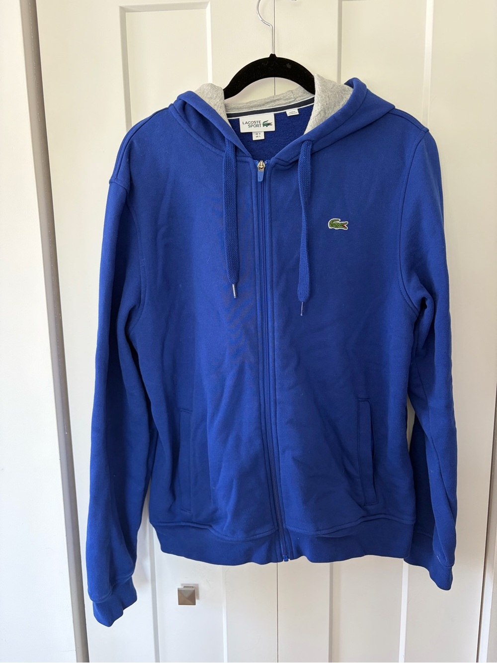 Lacoste Royal Blue Zip Hoodie with Croc Patch